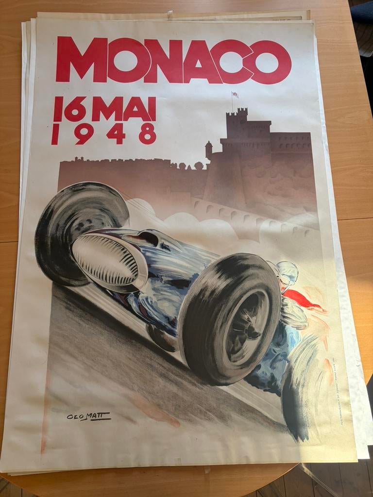 Officiele reprint van poster GP monaco, monte carlo, Ophalen of Verzenden, Zo goed als nieuw, Sport