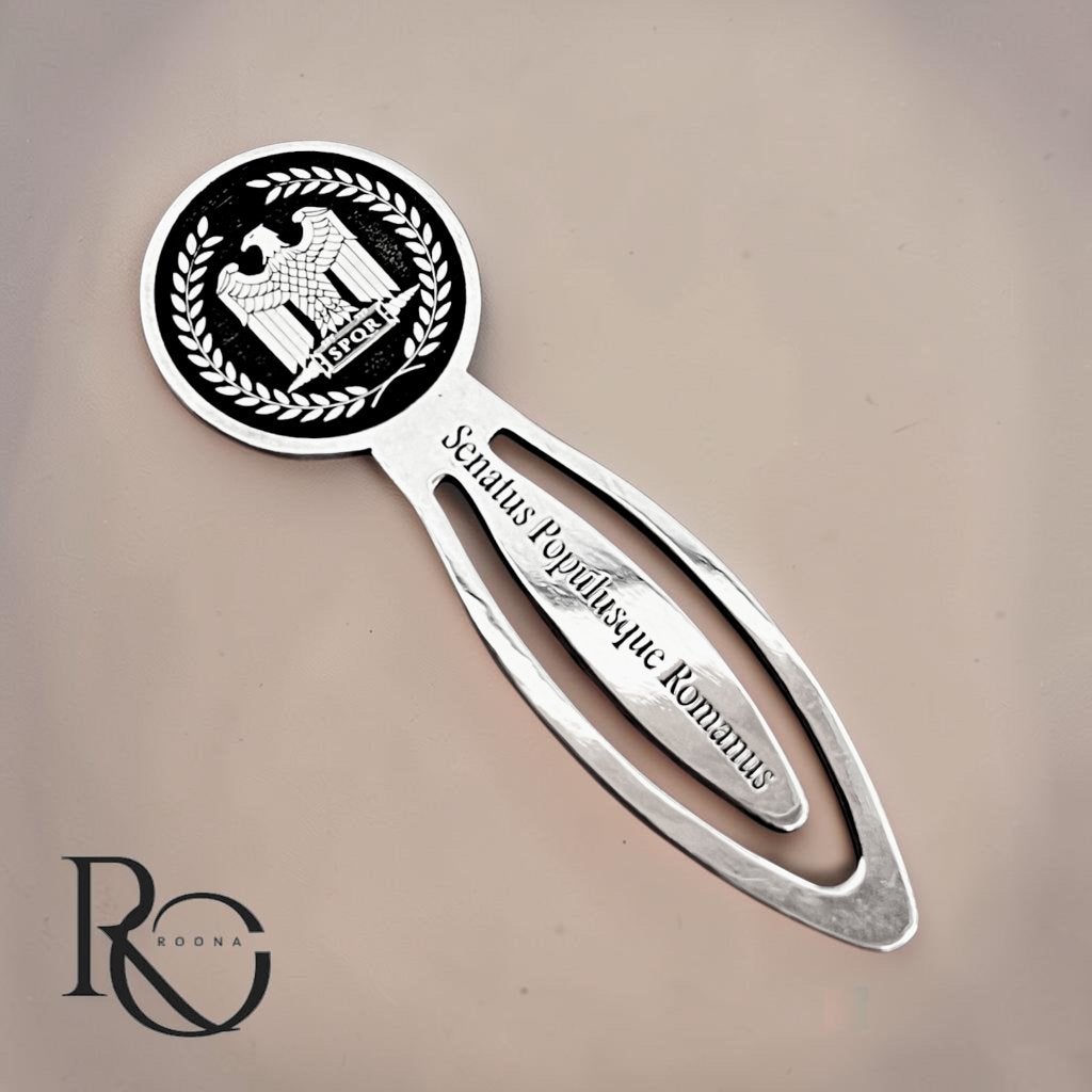 Zilveren SPQR bladwijzer 925 zilver Romeins boekenlegger., Ophalen of Verzenden, Zilver
