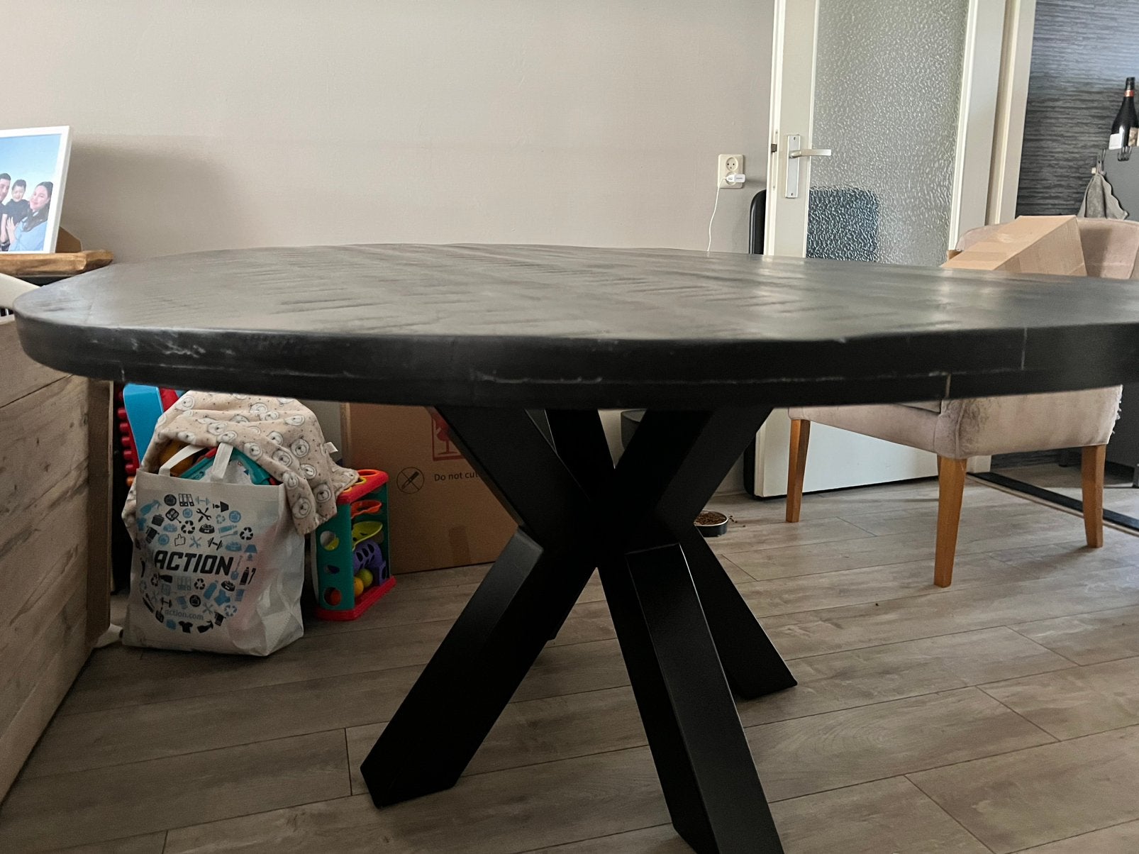 Ronde mango eettafel cm, Huis en Inrichting, Ophalen, Zo goed als nieuw, Rond, 100 tot 150 cm