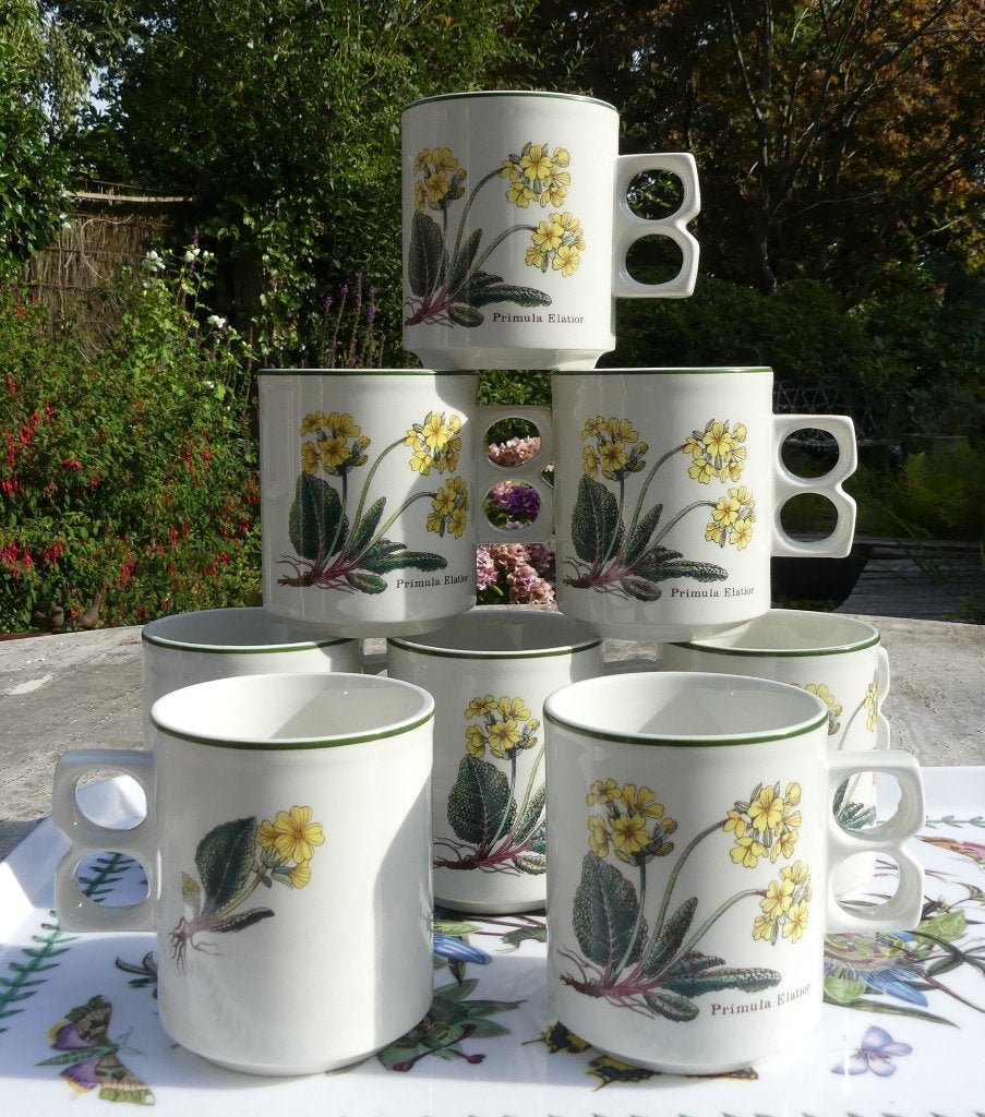 8 Vintage Wedgwood Florabunda Primula Elatior Mokken, Vintage, Nieuw, Mok, Ophalen of Verzenden