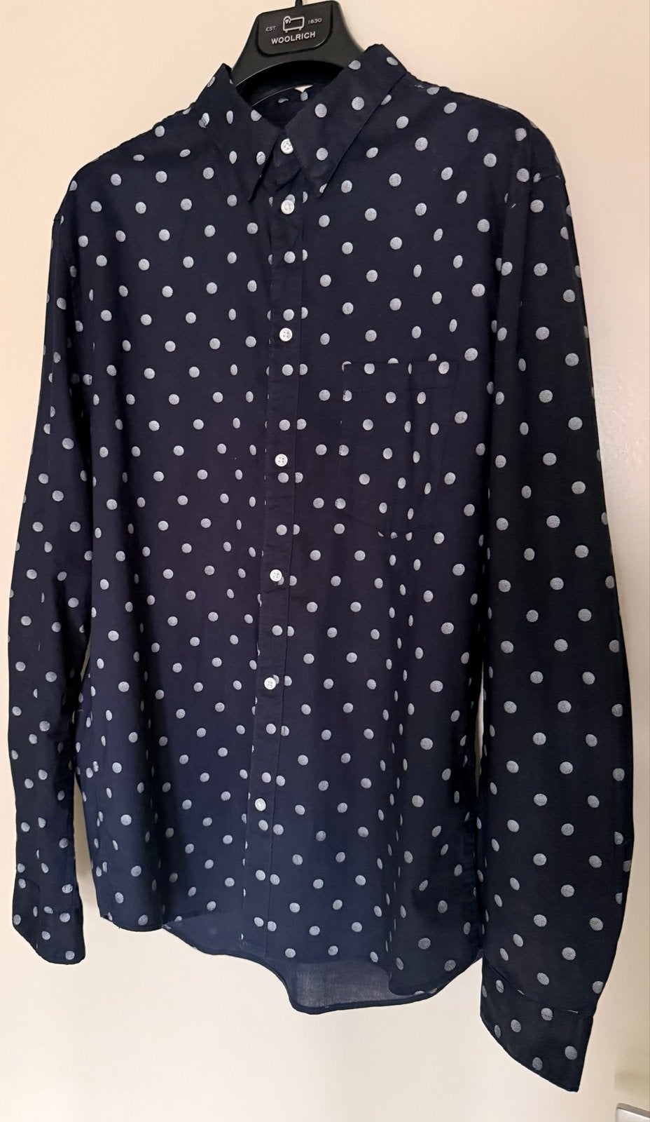 H&M Heren overhemd met stippen - Maat M, Ophalen of Verzenden, Zo goed als nieuw, Blauw, Halswijdte 39/40 (M)