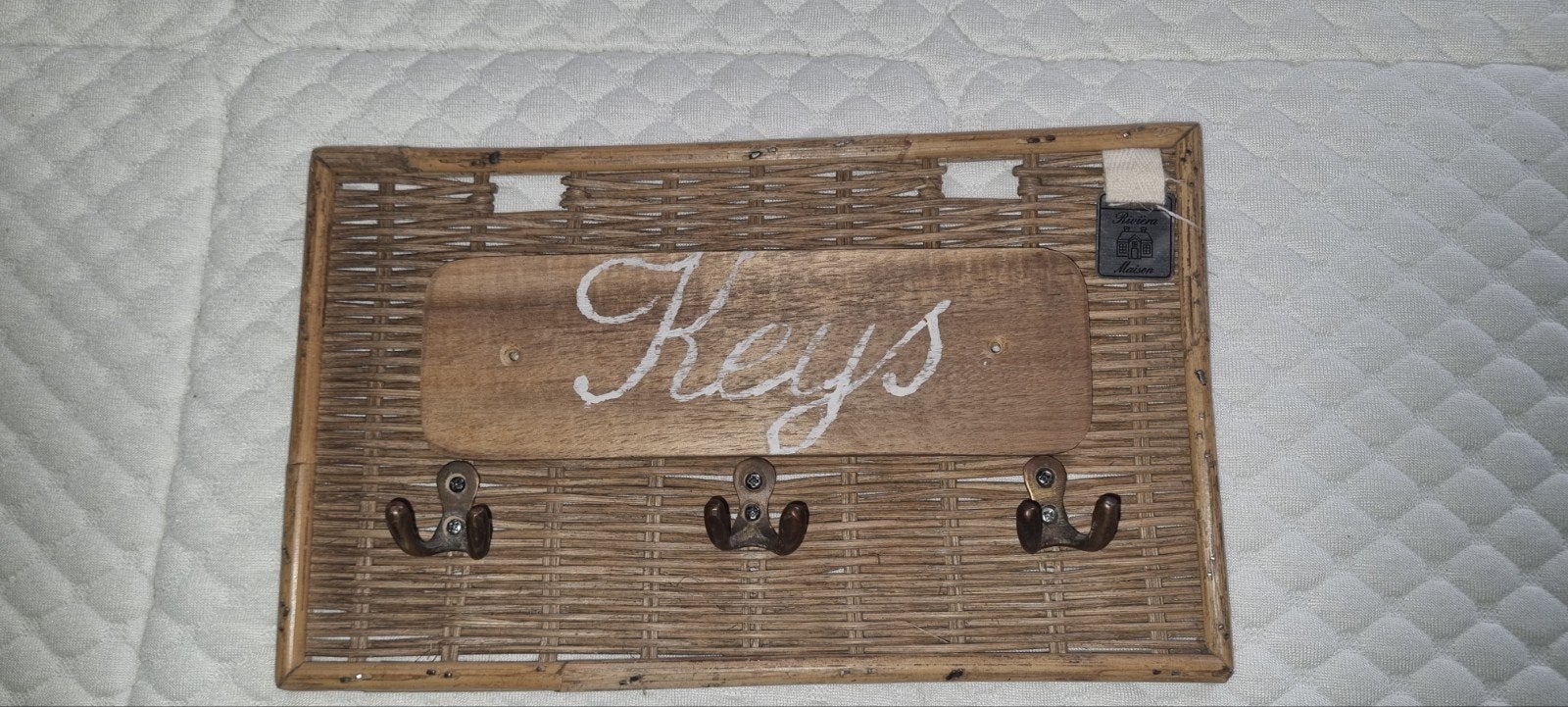 Riviera Maison rotan sleutelrekje met 'Keys' opschrift, Nieuw, Ophalen of Verzenden, Landelijk, Natuurlijk materiaal