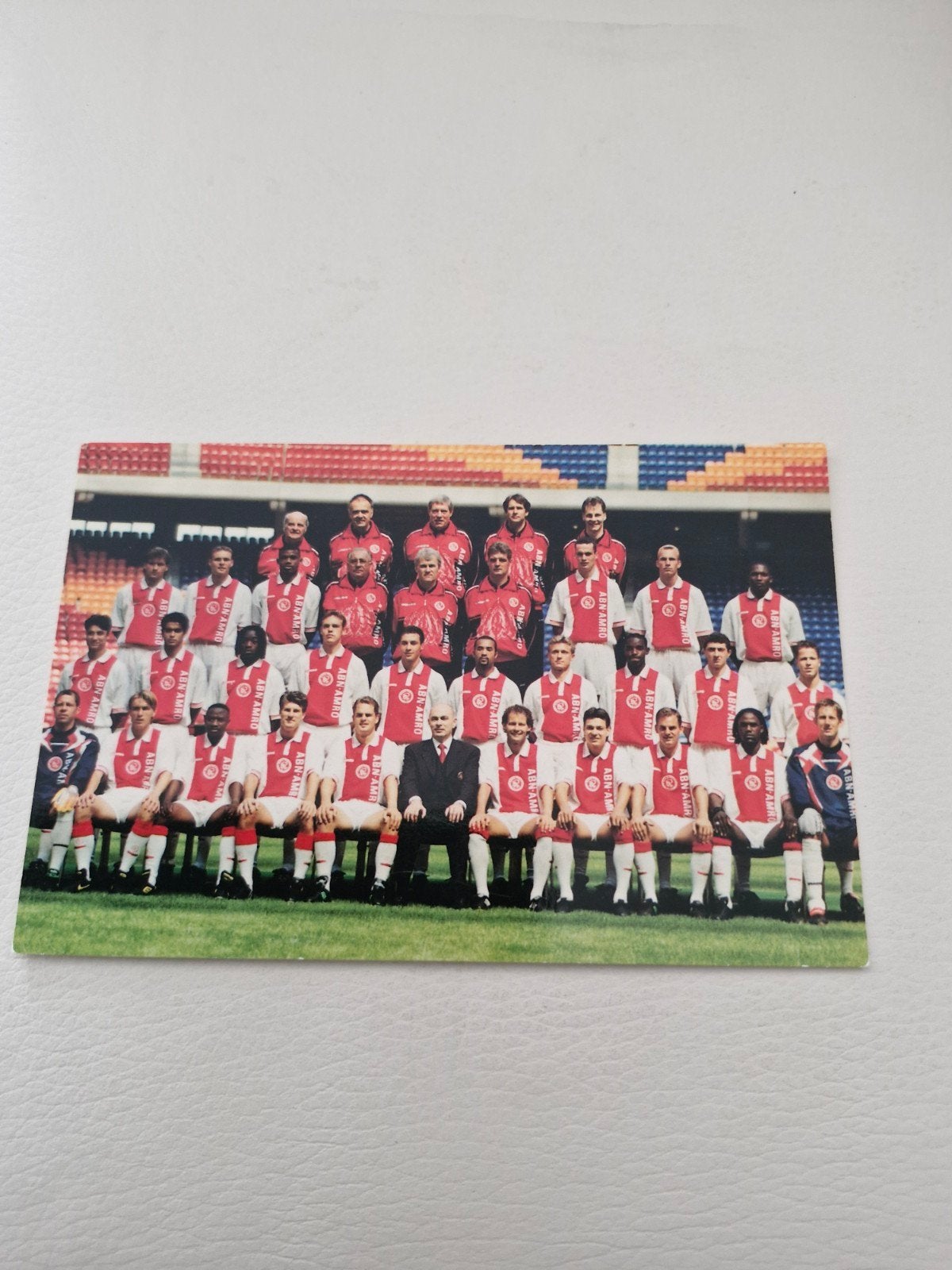 Ajax teamfoto seizoen 1997-1998 'de Ajacied', Ophalen of Verzenden, Gebruikt, Ajax, Poster, Plaatje of Sticker