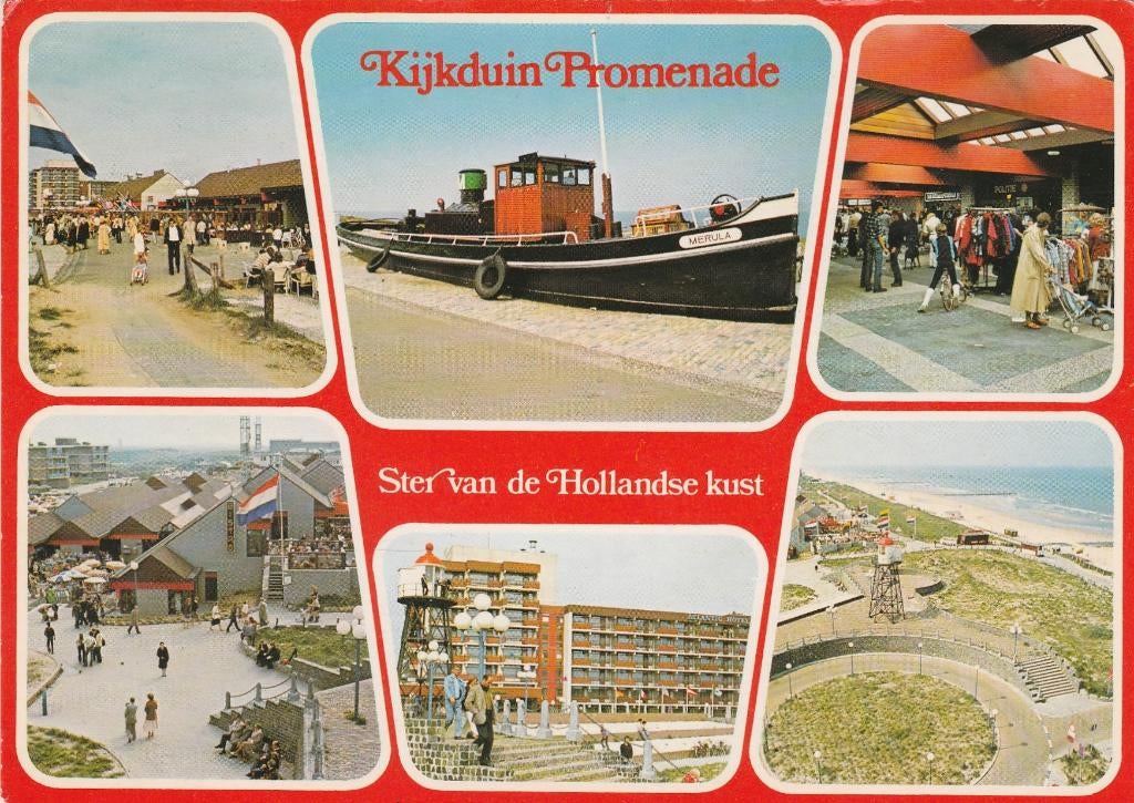 KIJKDUIN Promenade Boulevard Winkelcentrum Boot Luchtfoto, Verzenden, 1960 tot 1980, Gelopen, Zuid-Holland