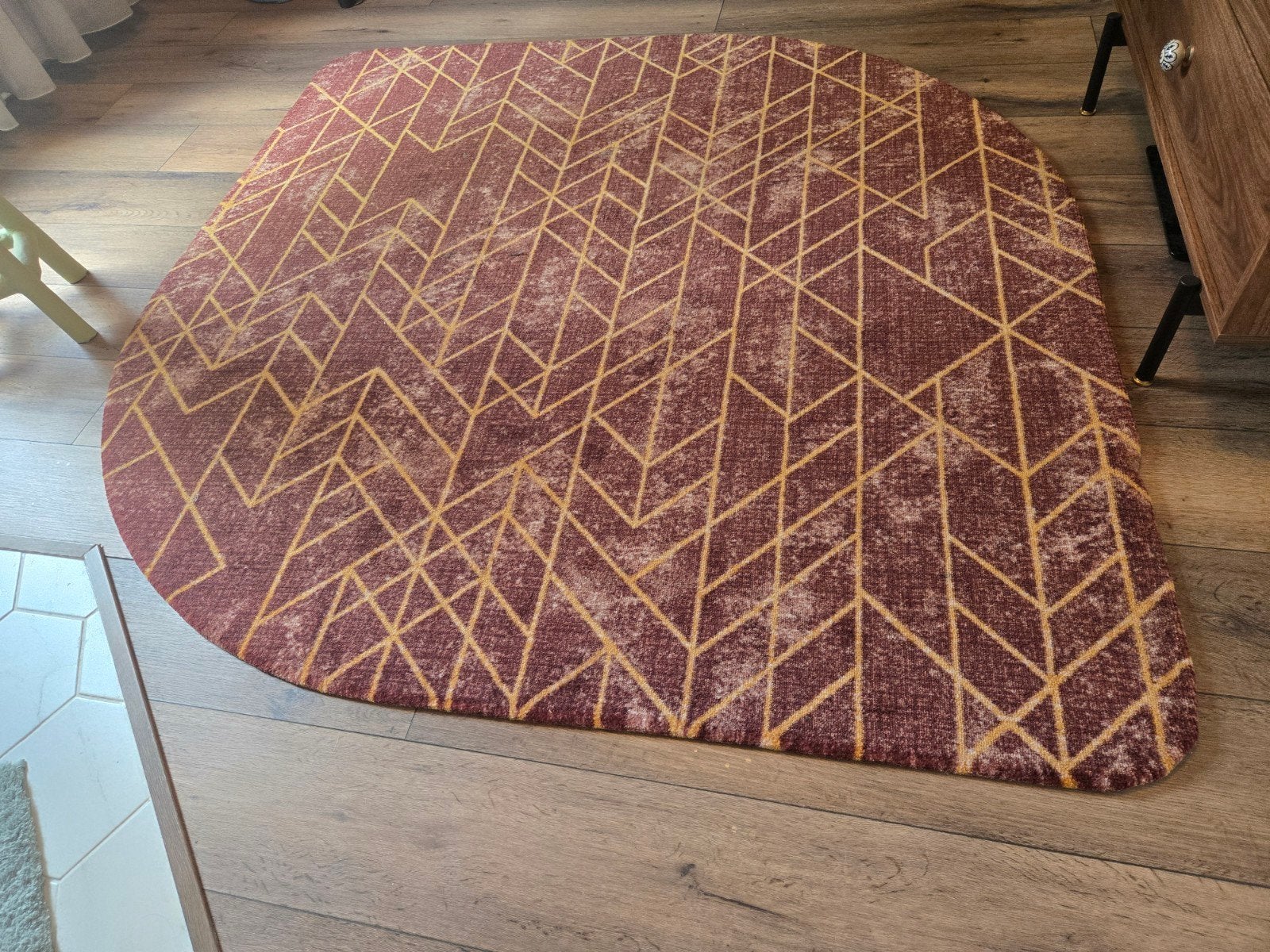 Vloerkleed rood/geel FloorArt | Brinker, Ophalen, Gebruikt, 150 tot 200 cm, 150 tot 200 cm