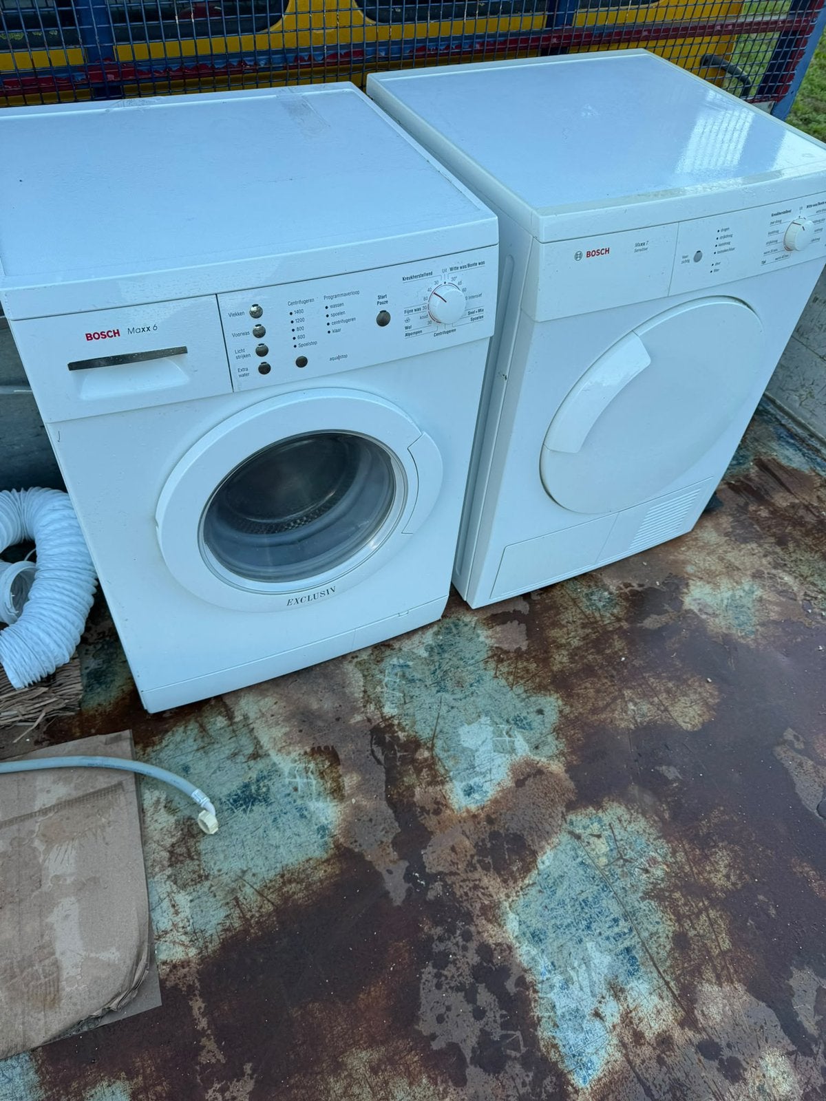 Droger en wasmachine, Ophalen, Zo goed als nieuw, Luchtafvoer, 85 tot 90 cm