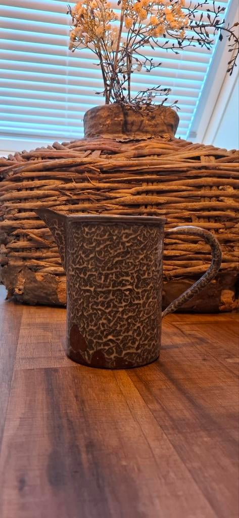 Vintage Emaille Schenkkan - Grijs Gespikkeld, Antiek en Kunst, Ophalen of Verzenden