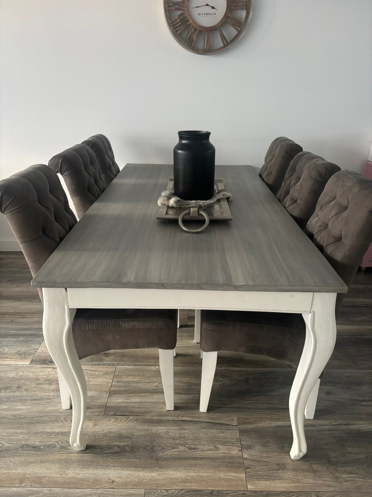 Landelijke stevige eettafel met of zonder stoelen, Ophalen, Gebruikt, Landelijk brocante, 200 cm of meer