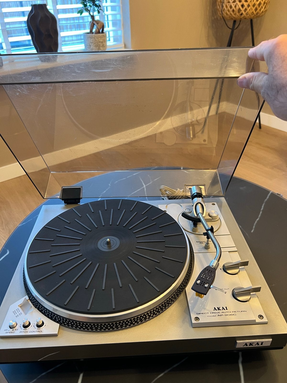 Akai AP-206C Direct Drive Auto-Return Platenspeler, Gebruikt, Pitch-regelaar, Ophalen of Verzenden, Platenspeler