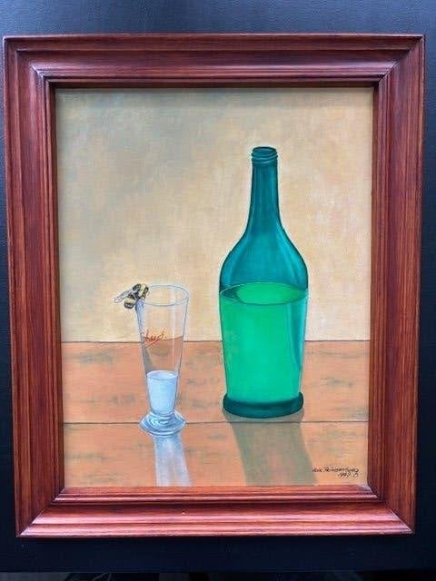 Olieverf schilderij, stilleven, 32 x 40 cm, Overige stijlen, Doek, Stilleven, Ophalen of Verzenden