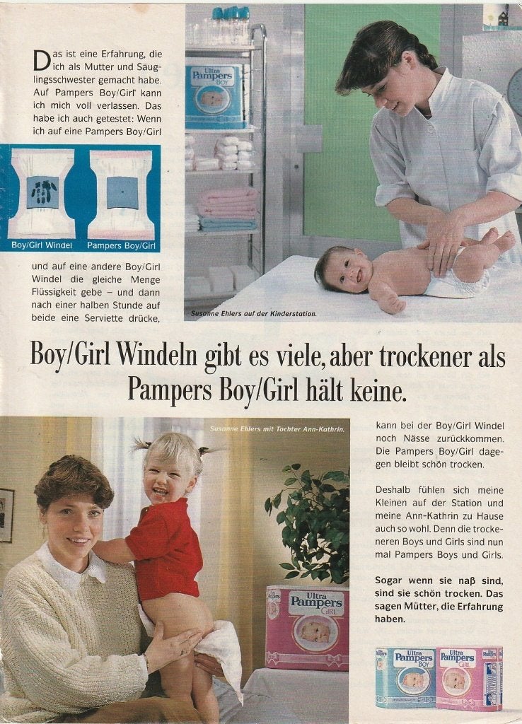 Retro reclame 1990 Pampers baby peuter luiers Ann-Kathrin, Verzamelen, Verzenden, Overige typen
