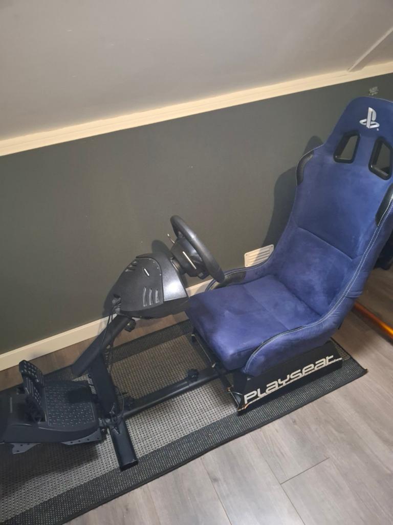Racestoel playstation Alcantara incl stuur en pedalen, Ophalen, Zo goed als nieuw, Stuurtje of Sportattribuut