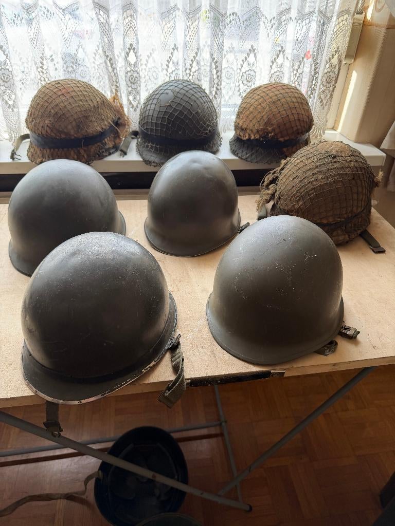 set M1 helmen 8 x, Verzamelen, Ophalen, Landmacht, Amerika, Helm of Baret