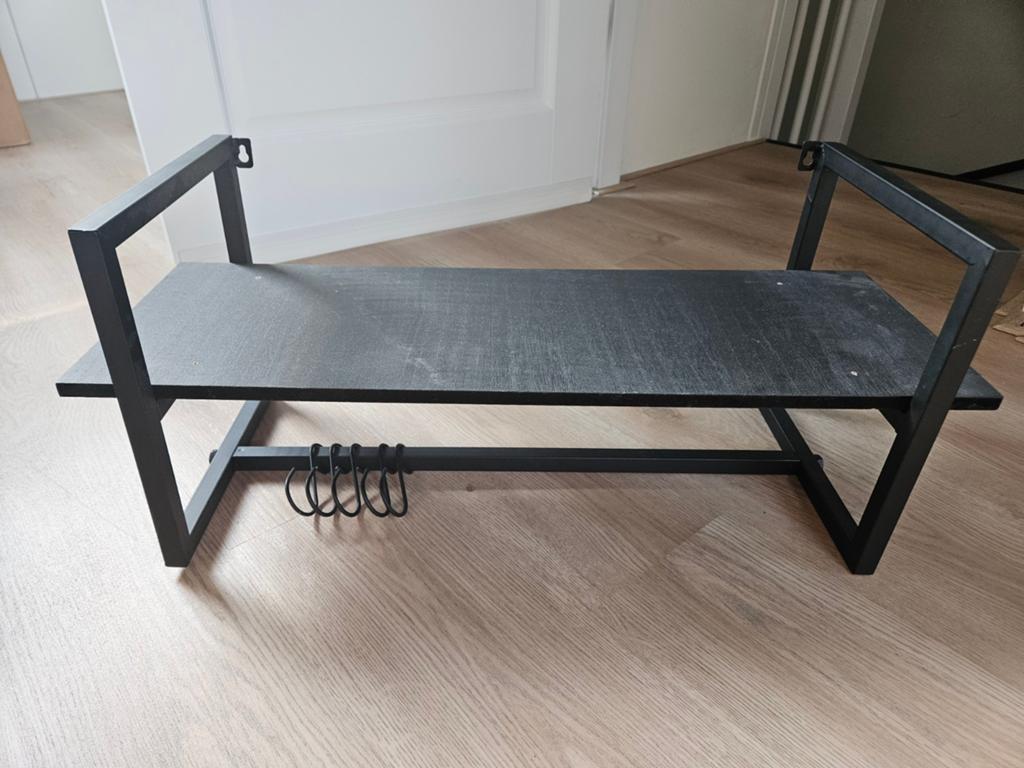 Mooie zwarte kapstok met opbergplank, Zo goed als nieuw, Minder dan 100 cm, Metaal, Ophalen
