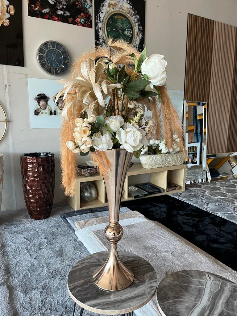 VAAS XXL INCLUSIEF PAMPAS BOOM OPMAAK ERICKUSTER TAUPE BRONS, Huis en Inrichting, Woonaccessoires | Zuilen en Pilaren, Ophalen of Verzenden