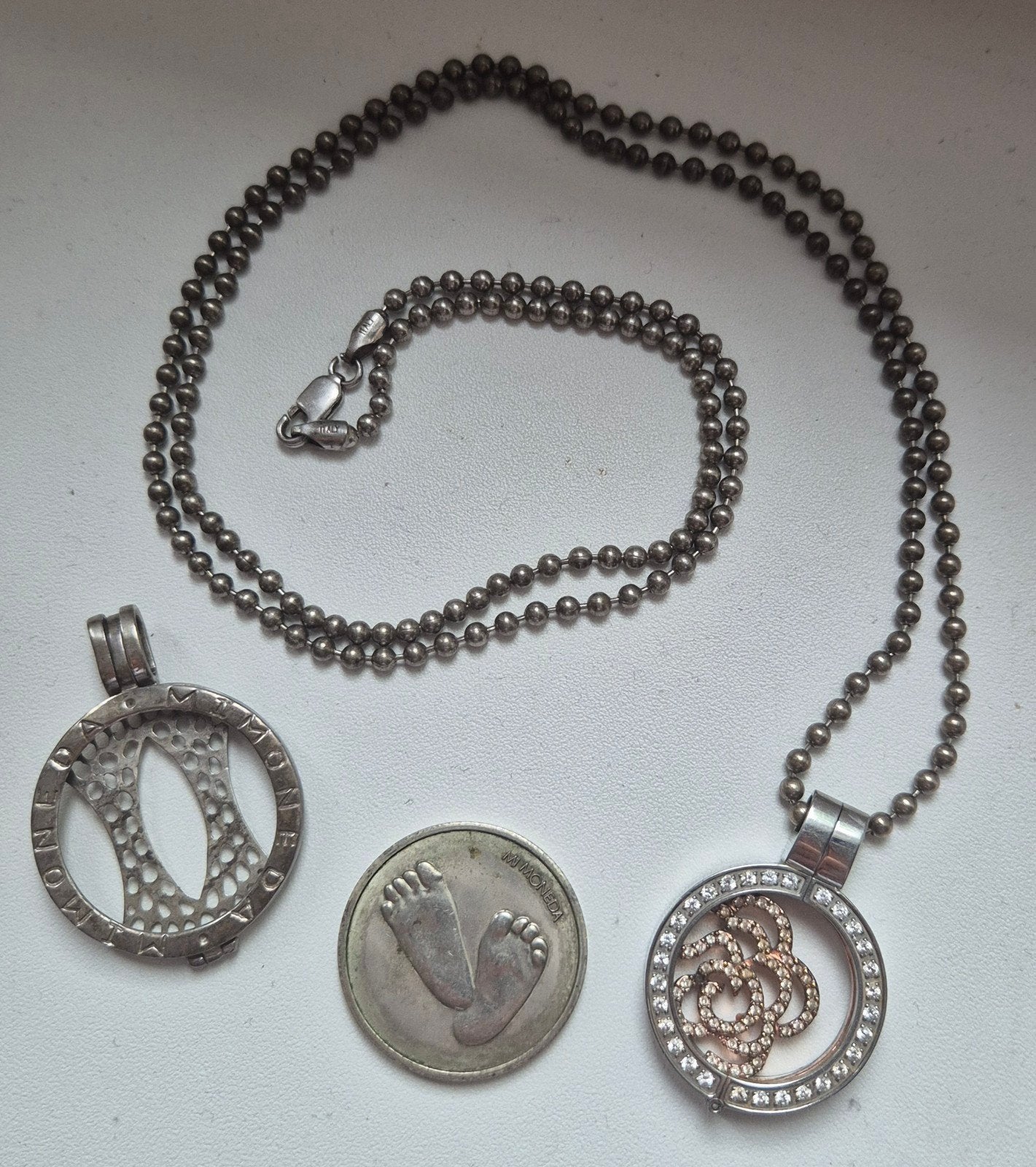 Zilveren Mi Moneda ketting, Met hanger, Gebruikt, Ophalen of Verzenden, Zilver