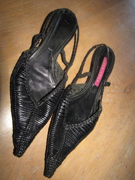 E1381 LOLA CRUZ mt 39 pumps zwart slingbacks leder leer, Kleding | Dames, Schoenen, Lola Cruz, Schoenen met lage hakken, Verzenden