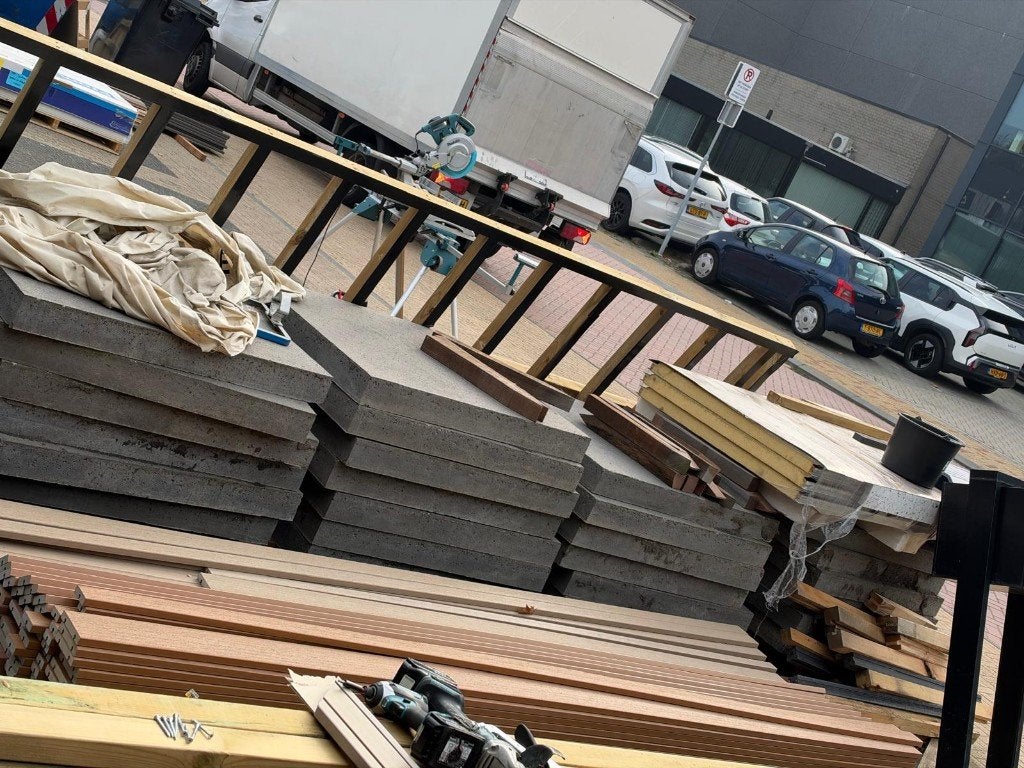 25 stuks tegels 100 x 100 x 10 cm, Tuin en Terras, Ophalen, Gebruikt, Beton, Terrastegels