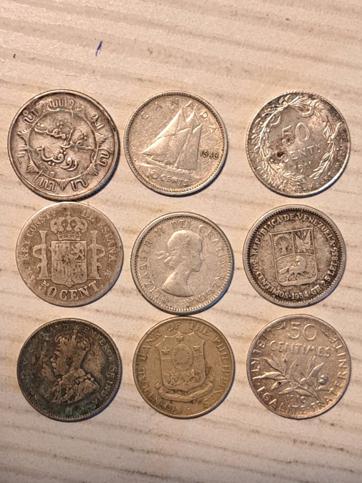 9 (oude) zilveren munten, Ophalen of Verzenden, Buitenland, Munten