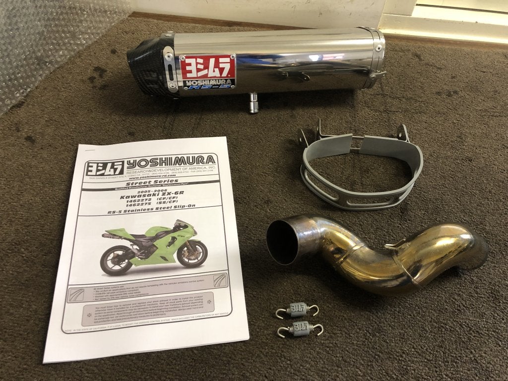 Yoshimura RS-5 RS5 uitlaat demper Kawasaki ZX-6R ZX6R 05 06, Gebruikt, 5420 Daniels Street, Chino, CA, 91710, US, Verzenden, Sales@yoshimura-rd.com
