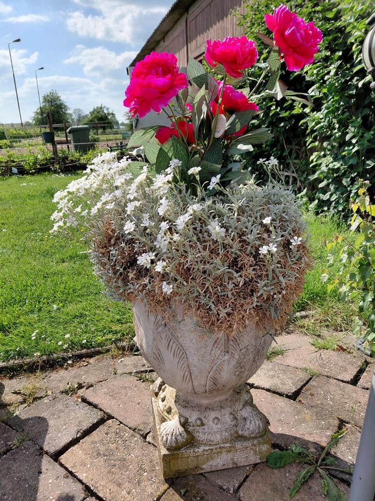 Tuin bloempotten 2x Beton, Tuin en Terras, Ophalen