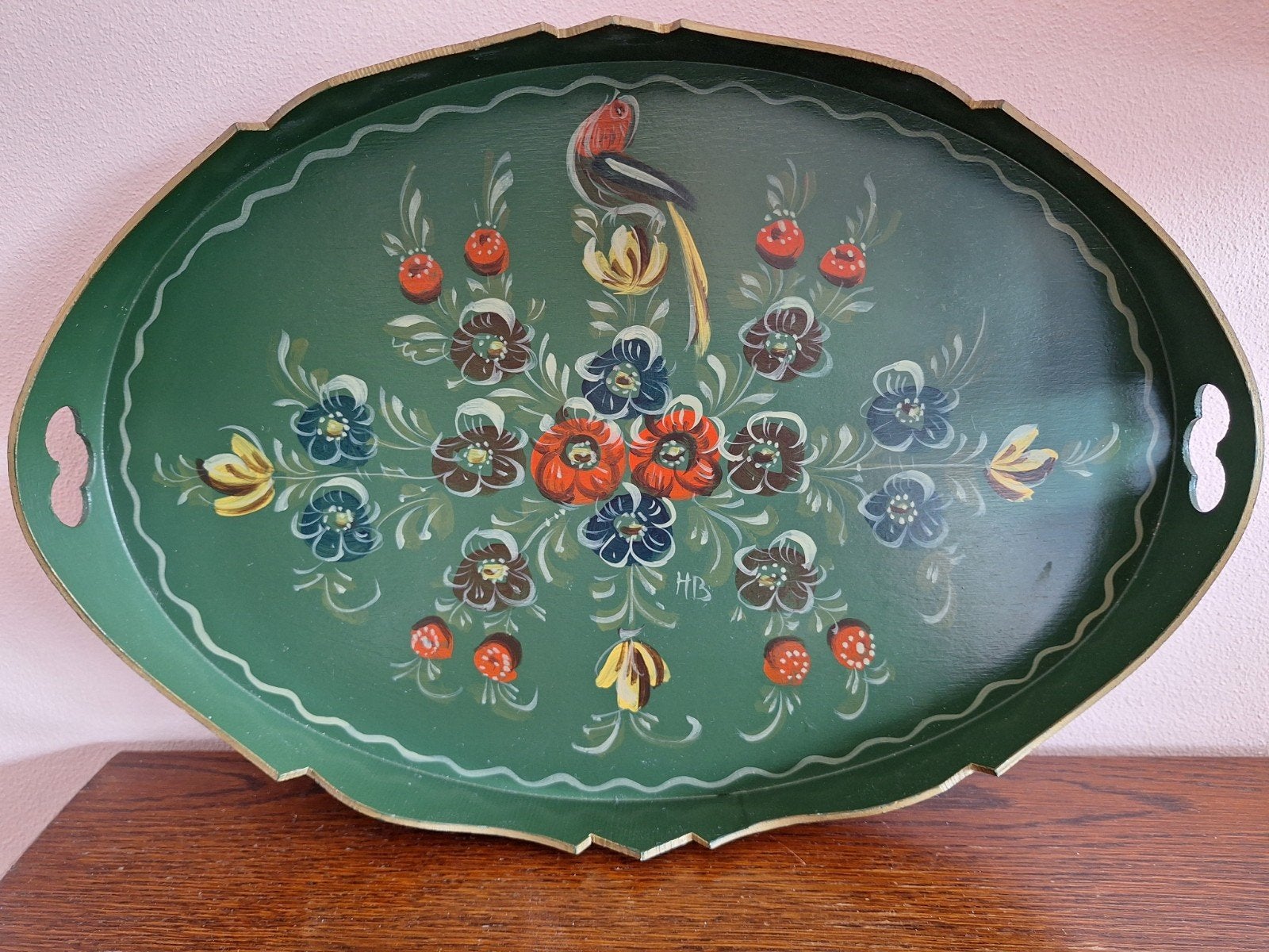 Authentiek Hindelooper Dienblad Handbeschilderd, Bootsma, Antiek en Kunst, Ophalen of Verzenden