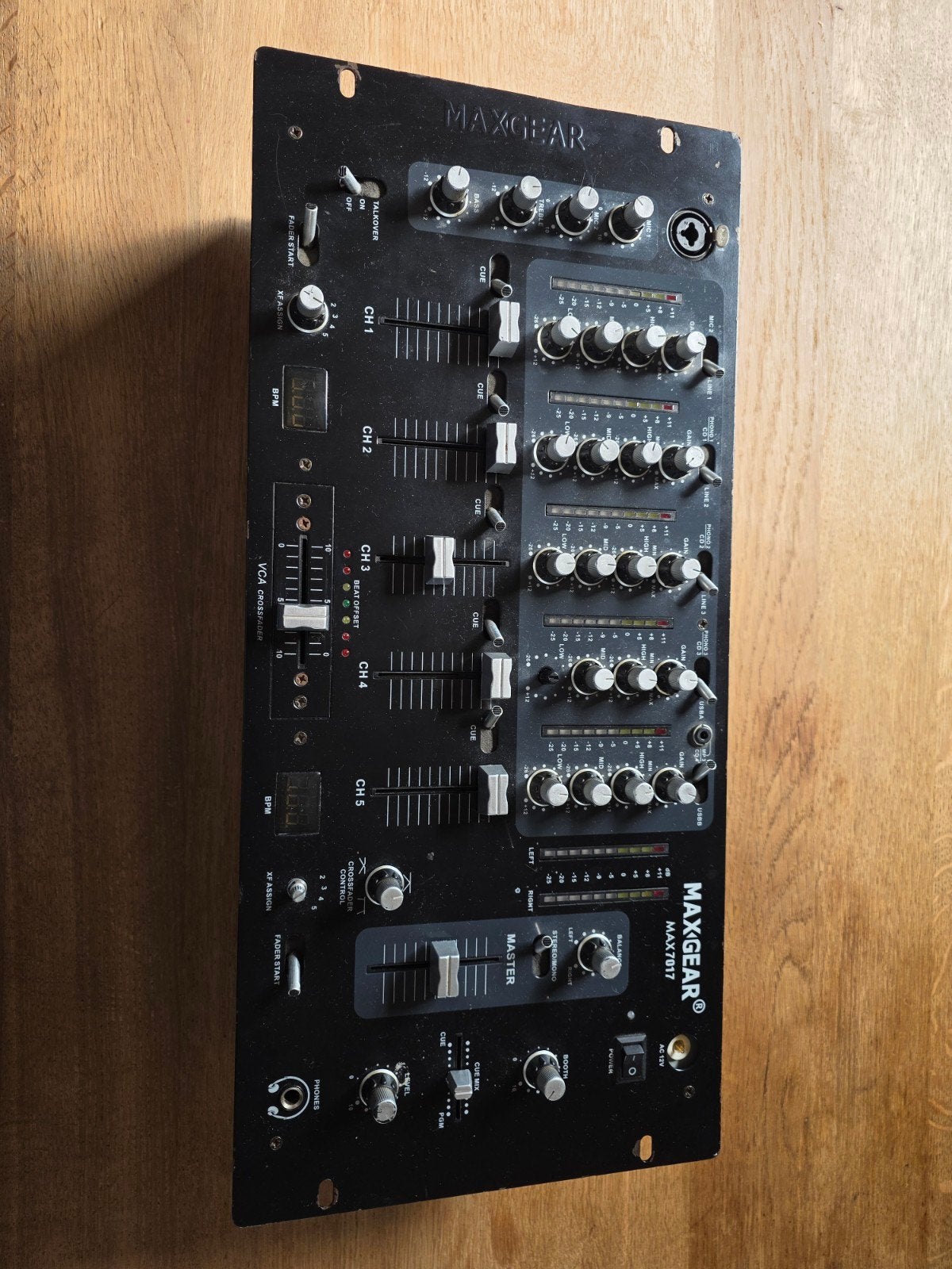 Maxgear MAX7017 DJ Mixer - 5-kanaals mengpaneel, Ophalen of Verzenden, Gebruikt, 5 tot 10 kanalen, Microfooningang