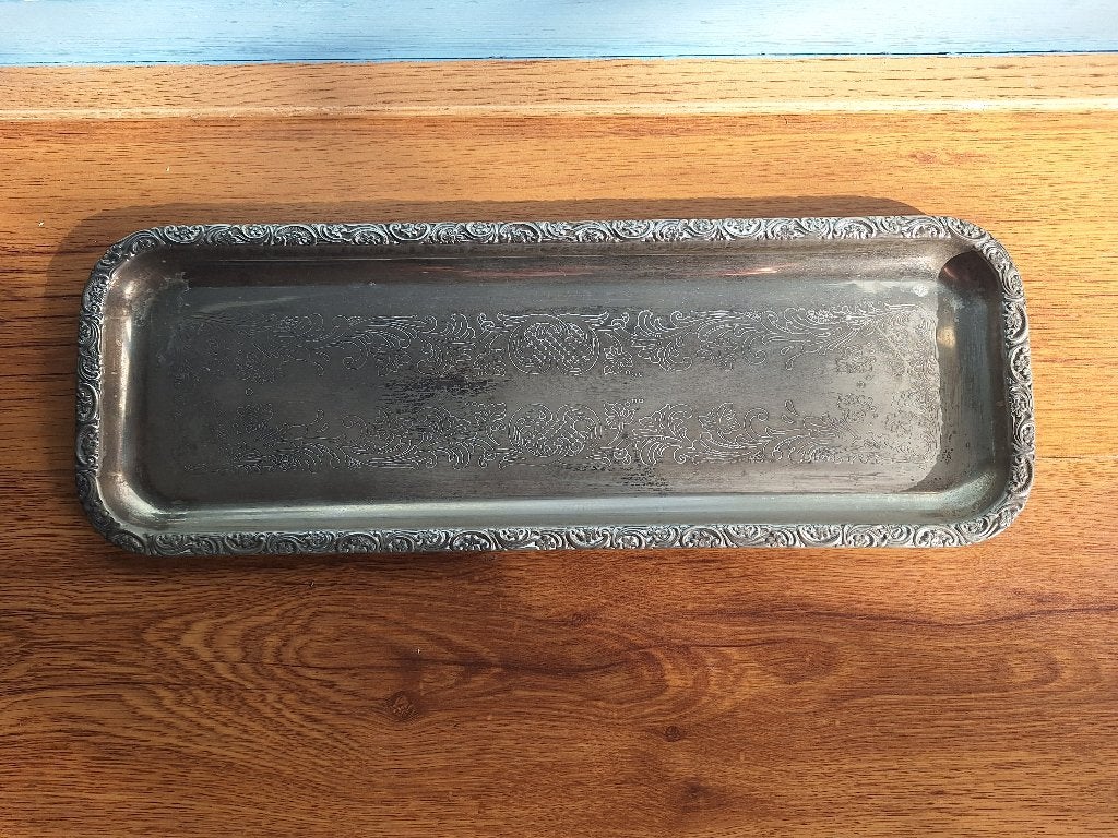 Verzilverde Vintage Cake- of Serveerschaal, Antiek en Kunst, Ophalen of Verzenden