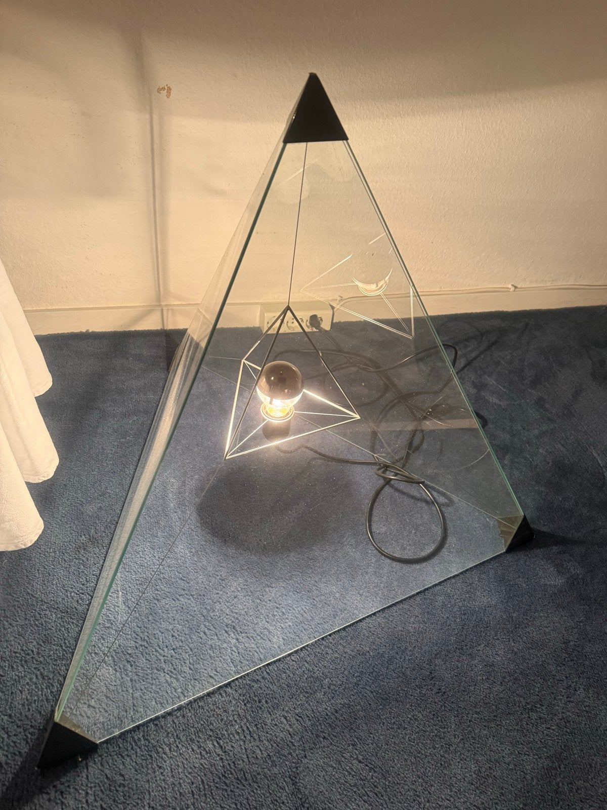 Design vloerlamp piramide van glas - 60x60x60 cm, Ophalen, Overige fittingen, Minder dan 100 cm, Glas