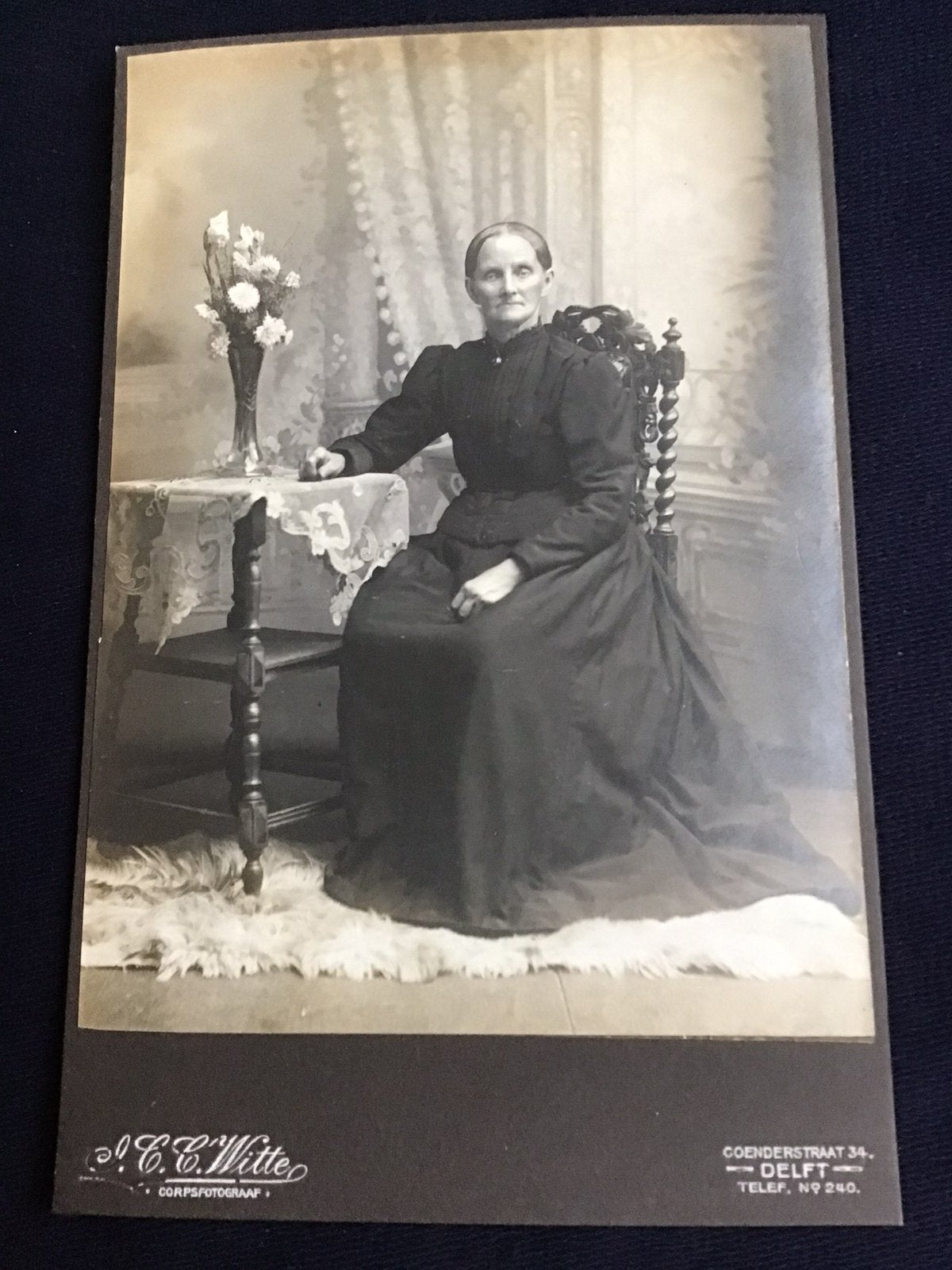 Kabinetfoto, Dame, J.C.C. WITTE, DELFT, Antieke foto, Verzenden, Voor 1940, Gebruikt, Foto