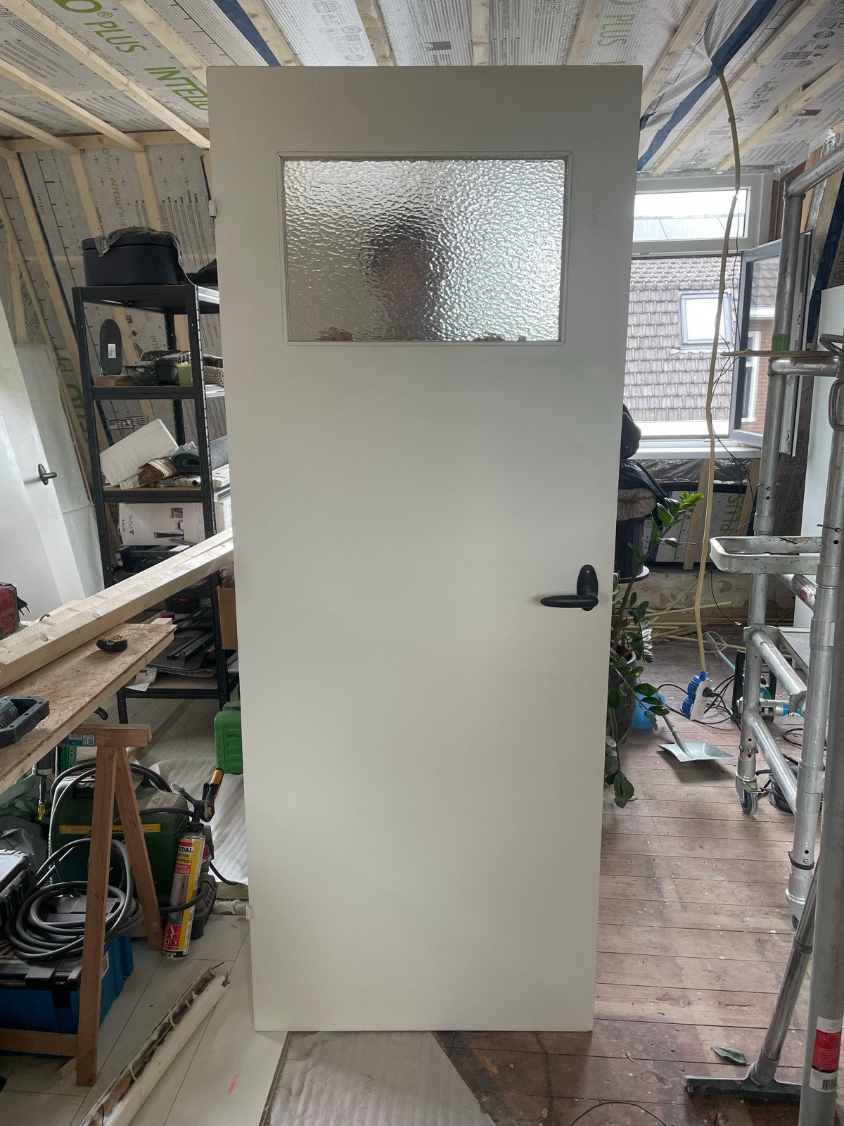 Witte binnendeur met glas, 200x78 cm, Gebruikt, Minder dan 80 cm, Binnendeur, Ophalen of Verzenden