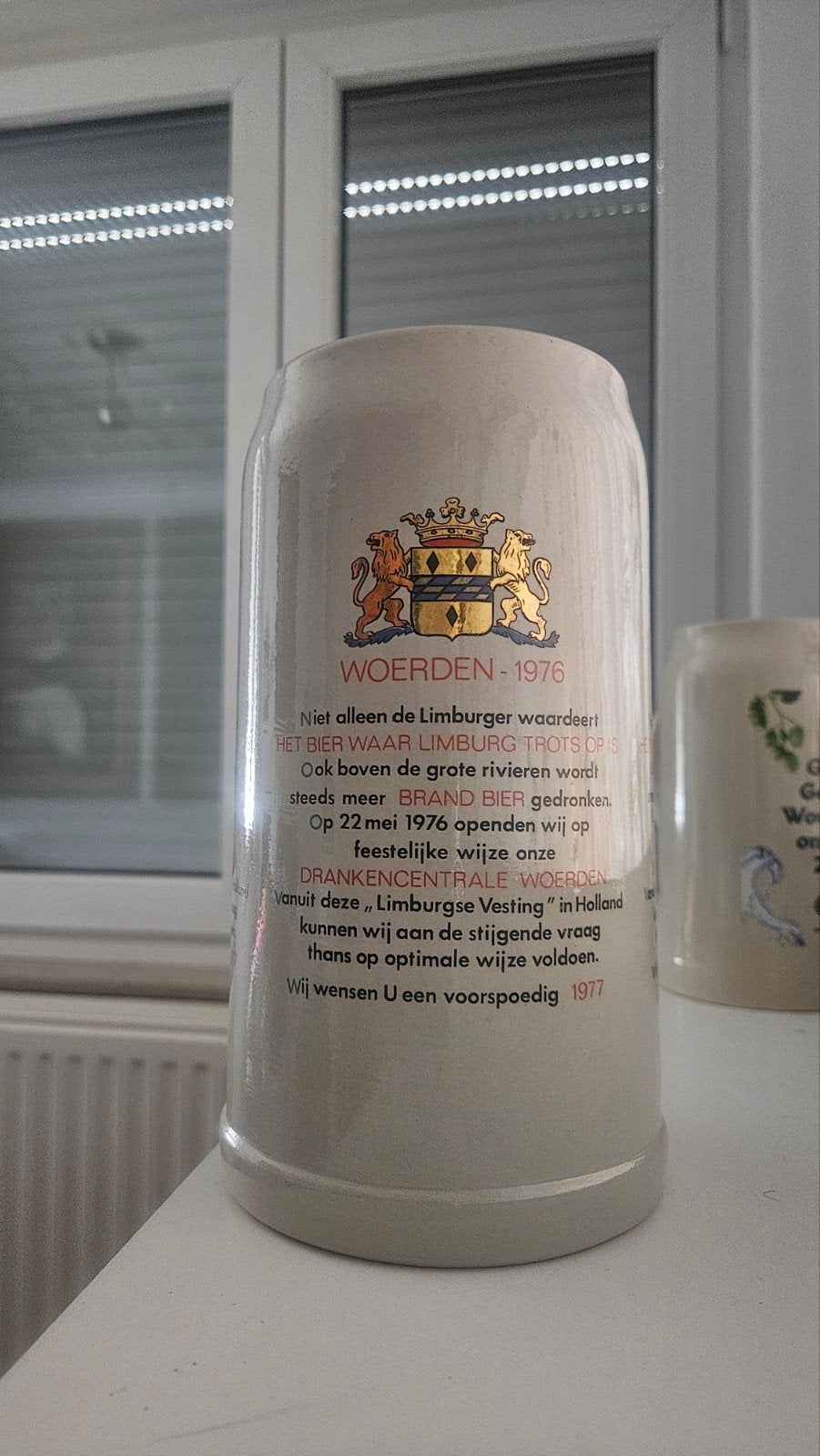 Brand bier 2 liter Woerden pul 1976, Ophalen of Verzenden, Zo goed als nieuw, Pul(len), Brand