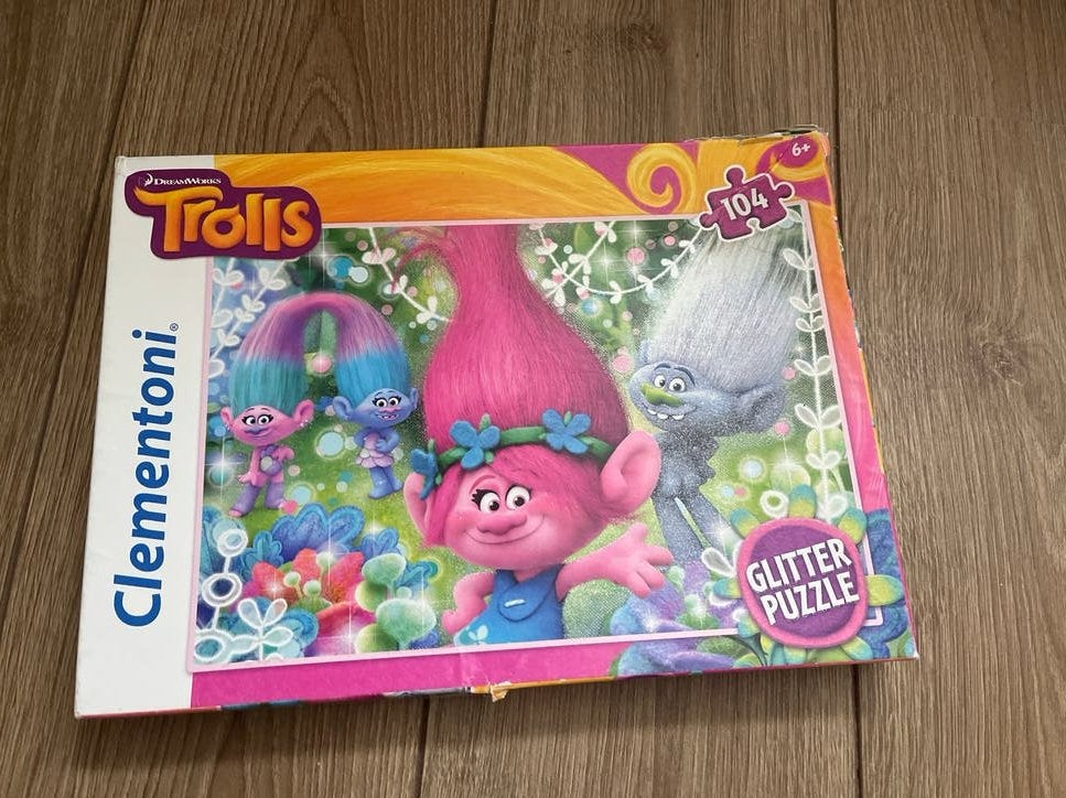 Trolls Glitter Puzzel 104 stukjes Clementoni, Ophalen of Verzenden, 10 tot 50 stukjes, Gebruikt, 4 tot 6 jaar