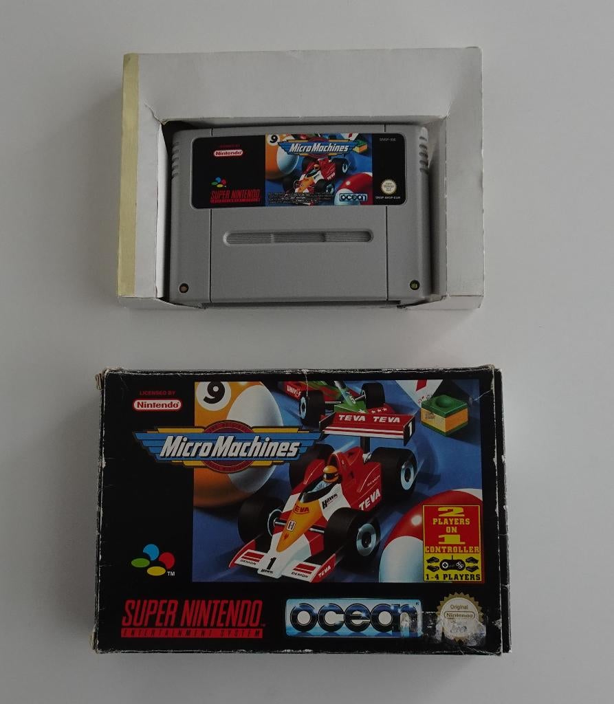 Micro Machines voor Super Nintendo, Ophalen, Racen en Vliegen, 2 spelers, Zo goed als nieuw