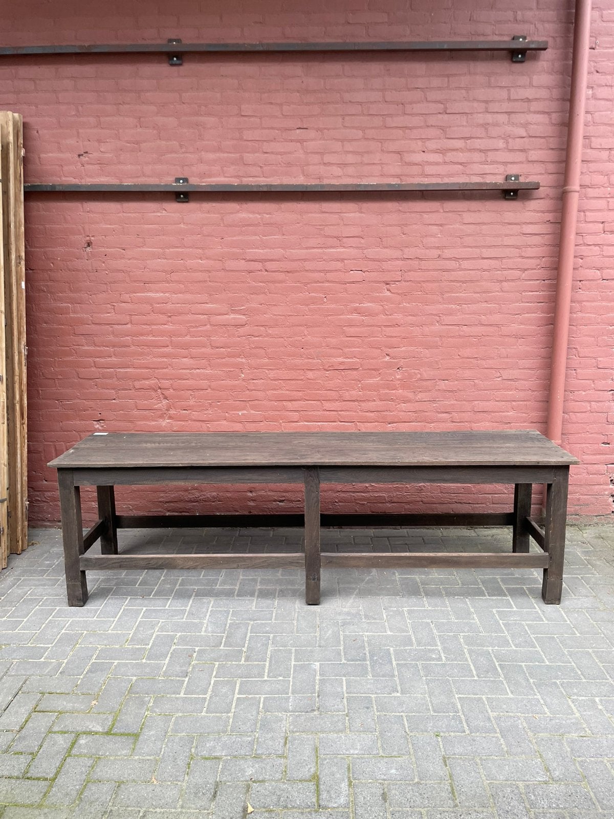 Antieke teakhouten sidetable gezandstraald, Ophalen of Verzenden, Zo goed als nieuw, Hout