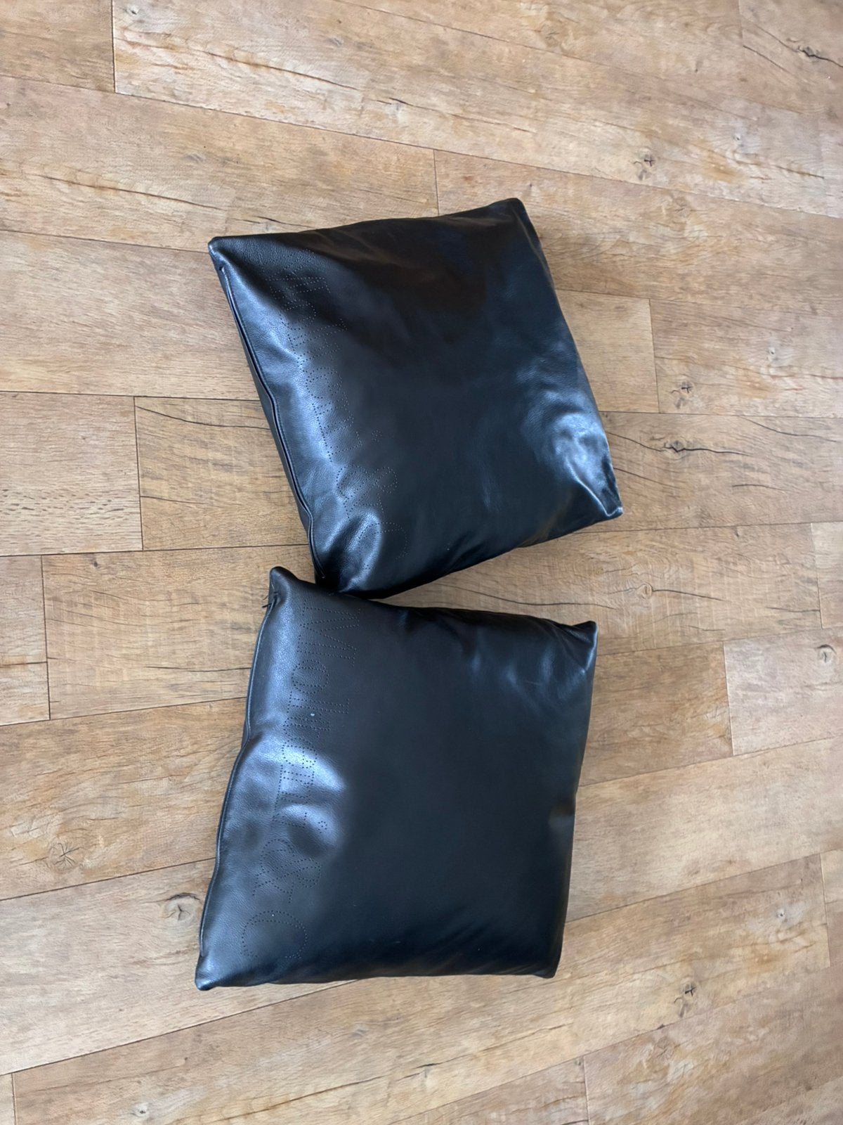 Set van twee lederen kussens 50x50cm Molteni &C, Huis en Inrichting, Ophalen, Gebruikt, Zwart, Vierkant