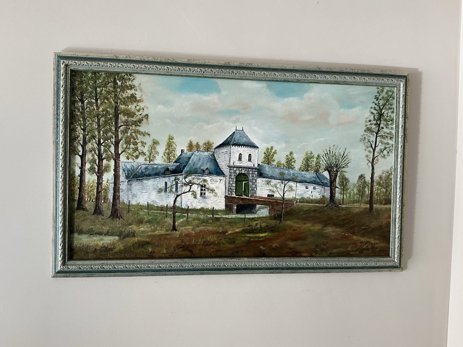 Olieverf Schilderij Kasteel Daelenbroek te Herkenbosch, Ophalen, Doek, Realistisch, Olieverf
