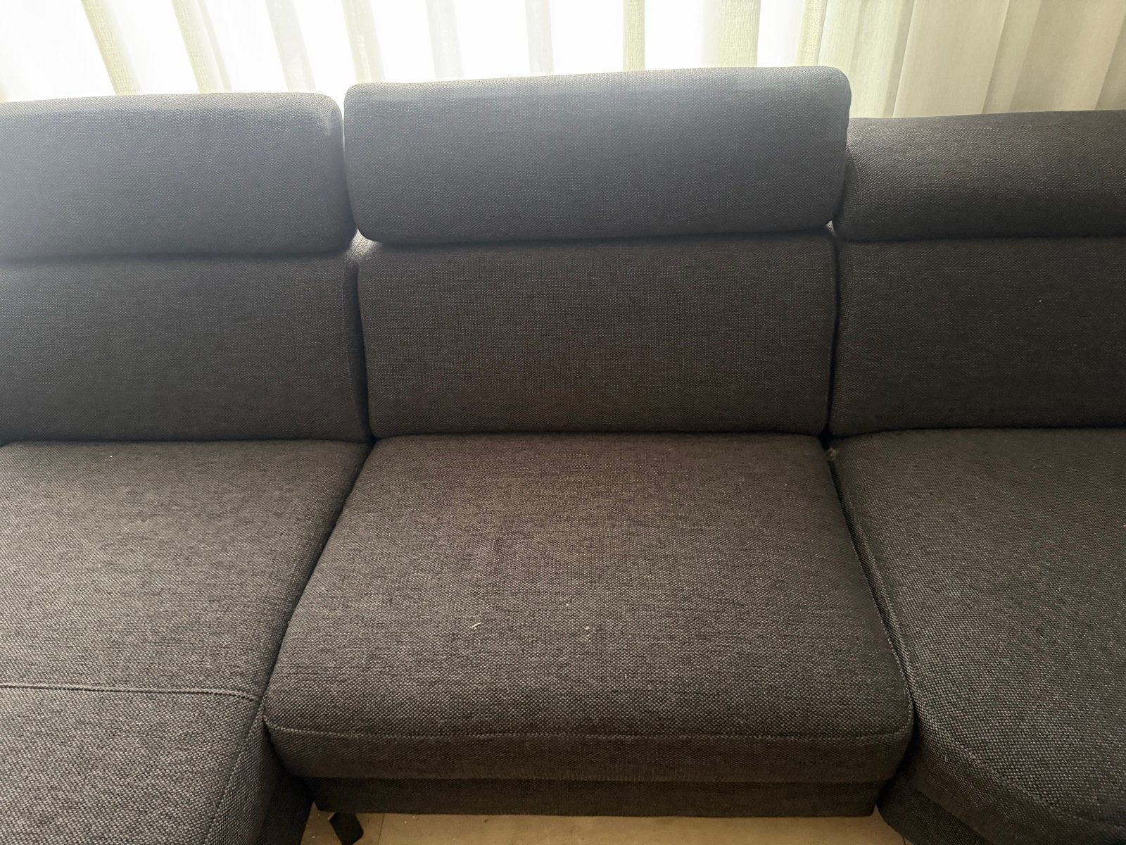 Montel Hoekbank 3x3m met verstelbare hoofdsteunen, Huis en Inrichting, Gebruikt, Hoekbank, 300 cm of meer, Ophalen of Verzenden