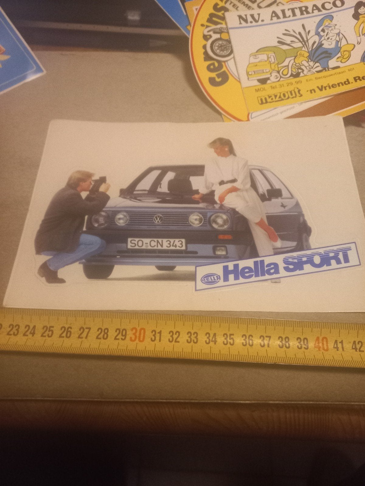 Vintage Hella Sport Sticker - VW Golf II Reclame, Ophalen of Verzenden, Gebruikt