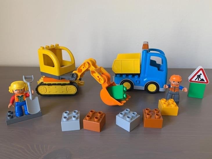 Duplo 10812 - Graafmachine & Vrachtwagen Bouwplaats, Inclusief minifiguren, Gebruikt, Ophalen of Verzenden, Duplo