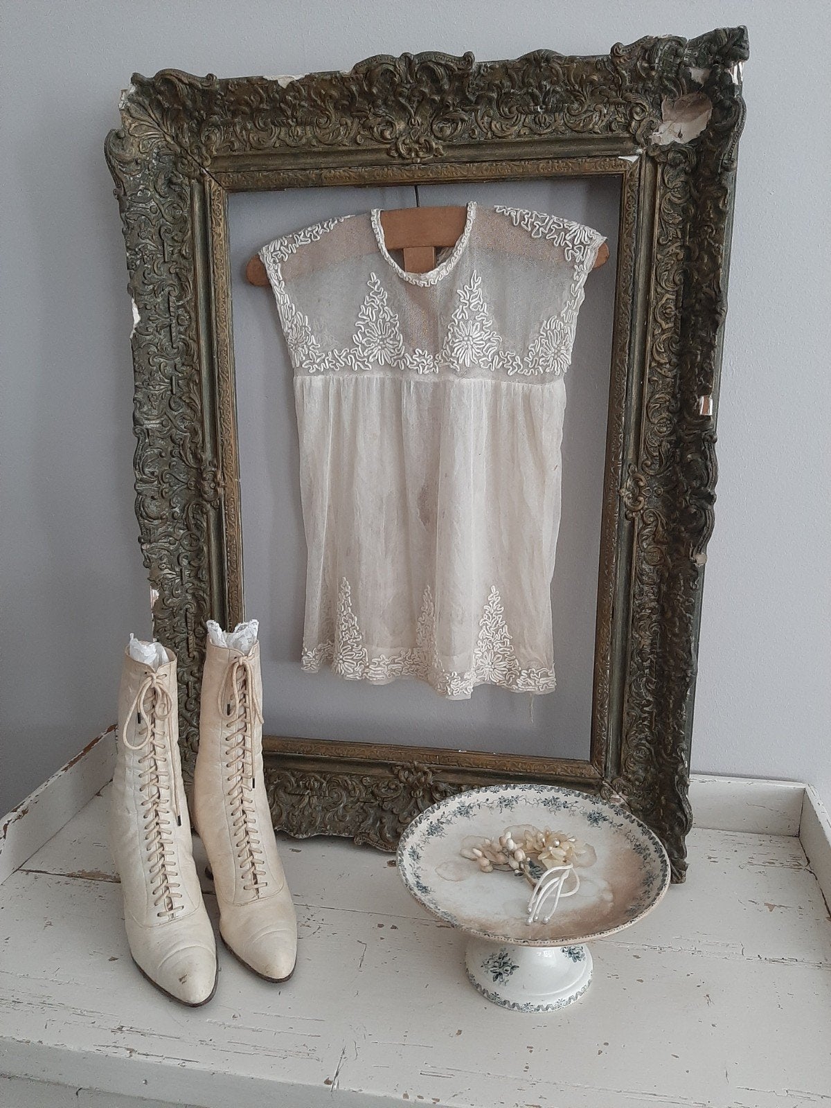 Oude brocante lijst, Ophalen, Rechthoekig, Minder dan 50 cm