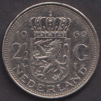 2 1/2 gulden 1969 met een haantje ADV. no.43 S., Postzegels en Munten, Munten | Nederland, Verzenden, Koningin Juliana, 2½ gulden