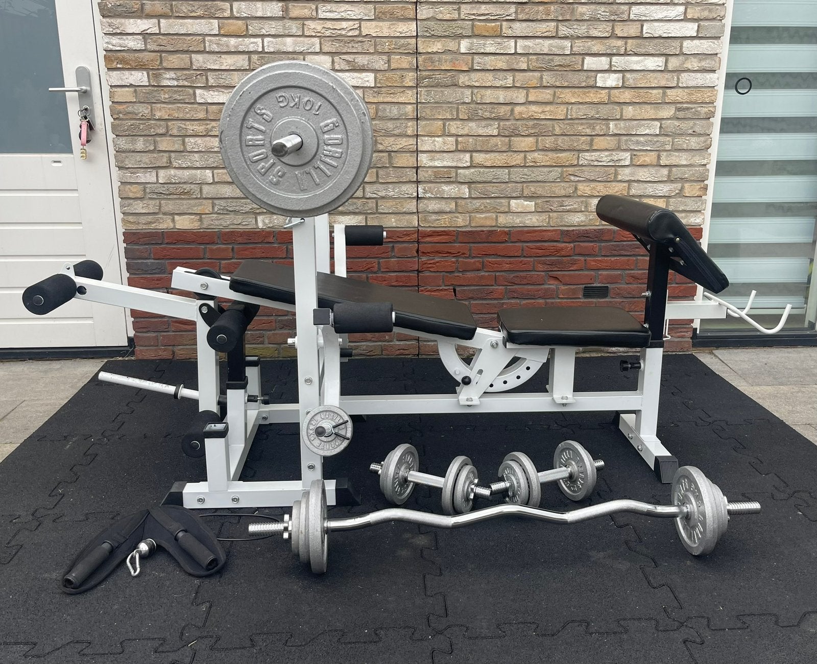 Gorilla Sports Universele halterset 108kg! Thuis fitness, Ophalen, Zo goed als nieuw, Borst, Halterset