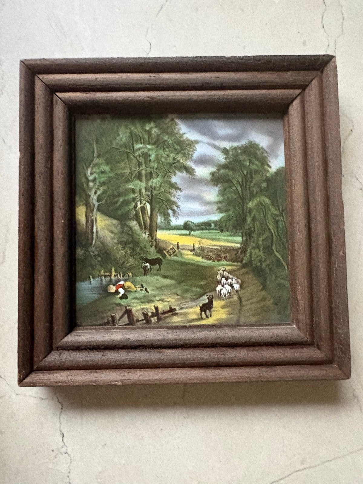 Set van 2 vintage Mosa Holland tegeltjes in lijst, Ophalen