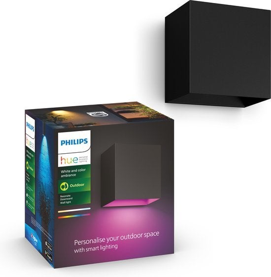 Philips Hue Resonate Down Buitenwandlamp Zwart White en Colo, Logictrading, Info@logictrading.nl, Kramerswei 8a