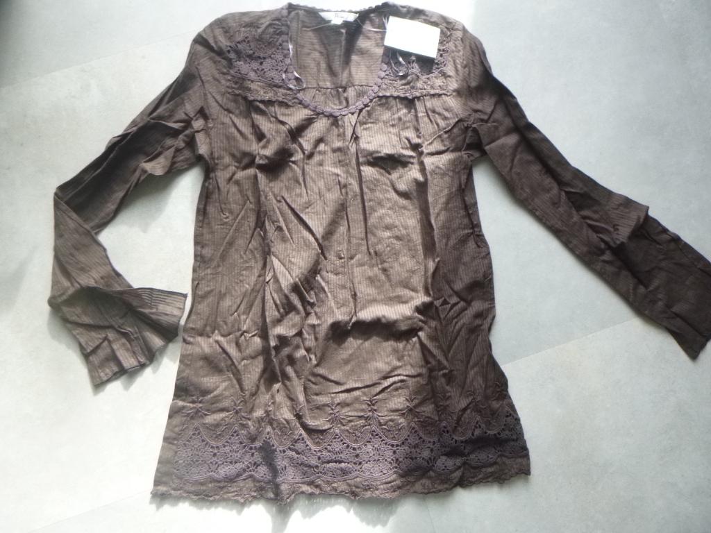 blouse bruin/kante rand mt 40,  nieuw, Maat 38/40 (M), Bruin, Verzenden, Nieuw