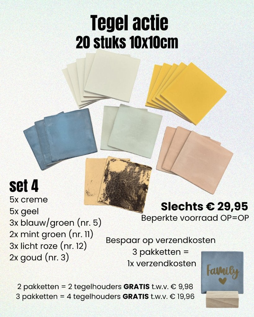 Tegel Actie 20 Keramische Tegeltjes 10x10 cm set 4, Hobby en Vrije tijd, Handgemaakt, Nieuw, Meerkleurig, Ophalen of Verzenden