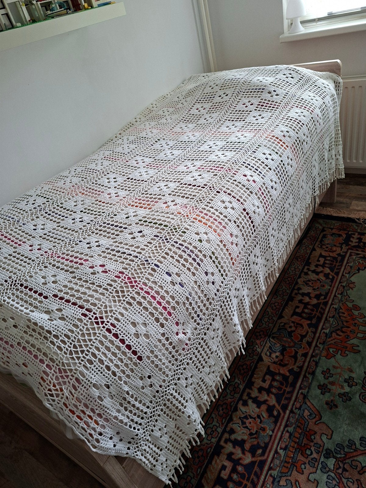 vintage bedsprei, Ophalen of Verzenden, Eenpersoons, Wit