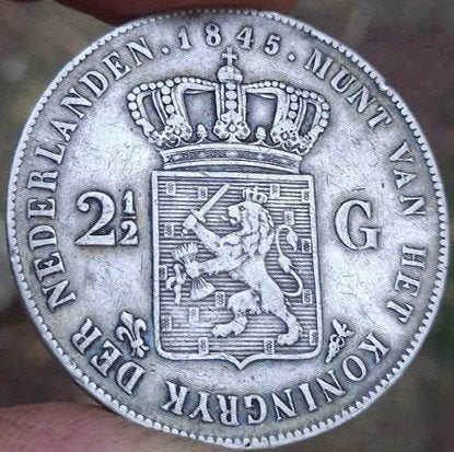 Rijksdaalder - Willem II - 1845 -  2 1/2 gulden - top munt !, Postzegels en Munten, Munten | Nederland, Zilver, Ophalen of Verzenden