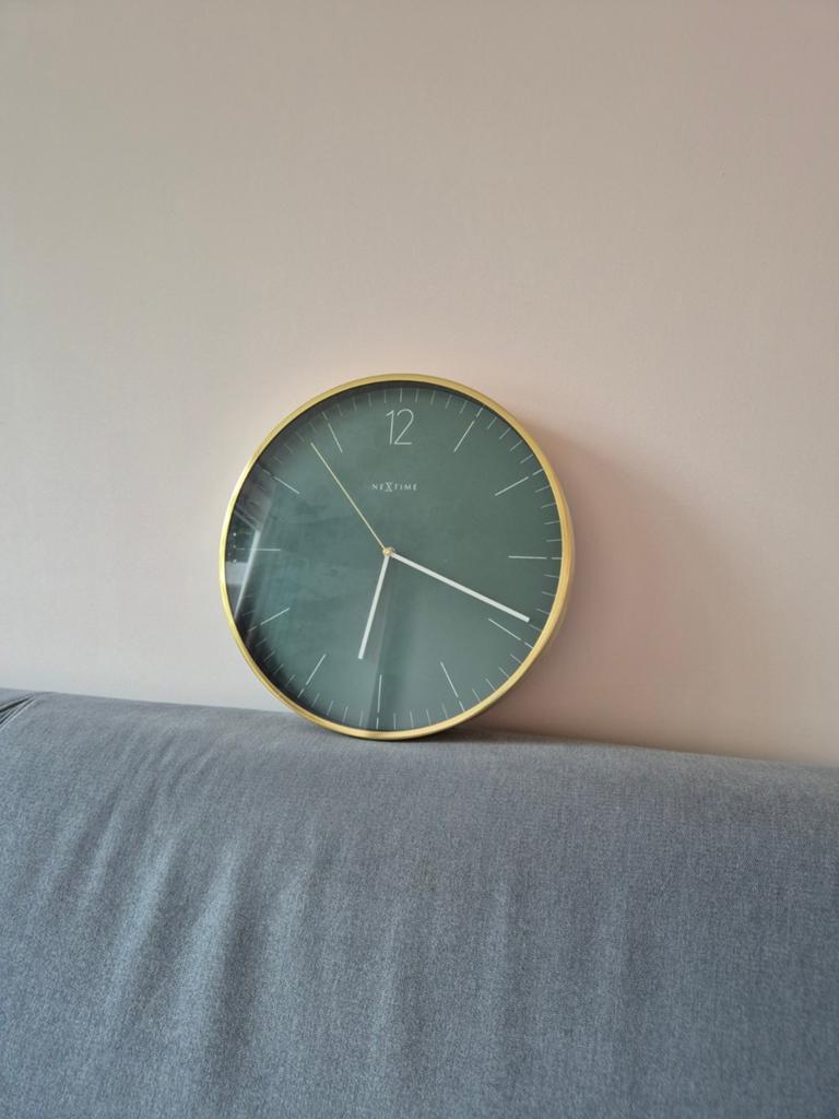 Groen gouden wandklok Nextime, Ophalen of Verzenden, Zo goed als nieuw, Analoog, Wandklok